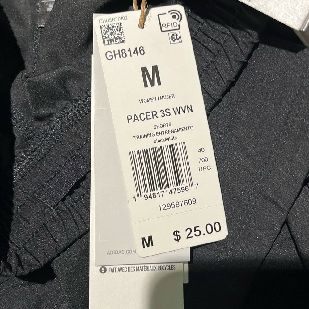 Adidas Classic Black Athletic Pacer Shorts NWT - Picture 7 of 12